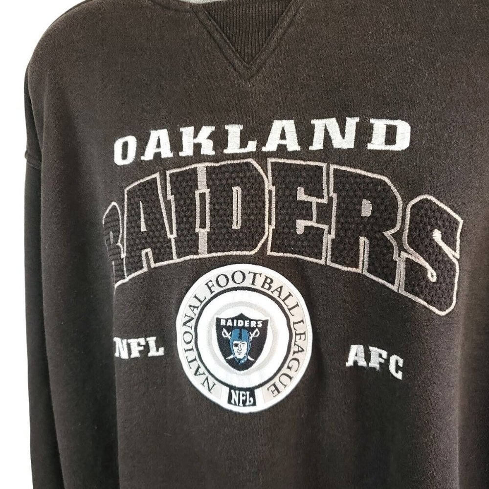 Lee Sport XL NFL Oakland Raiders Crewneck Black Sweatshirt AFC Vintage 1990's - Picture 2 of 5